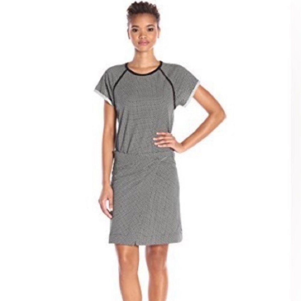Scotch & Soda Black + White Geometric print Jersey T-shirt mini dress waist  tie
